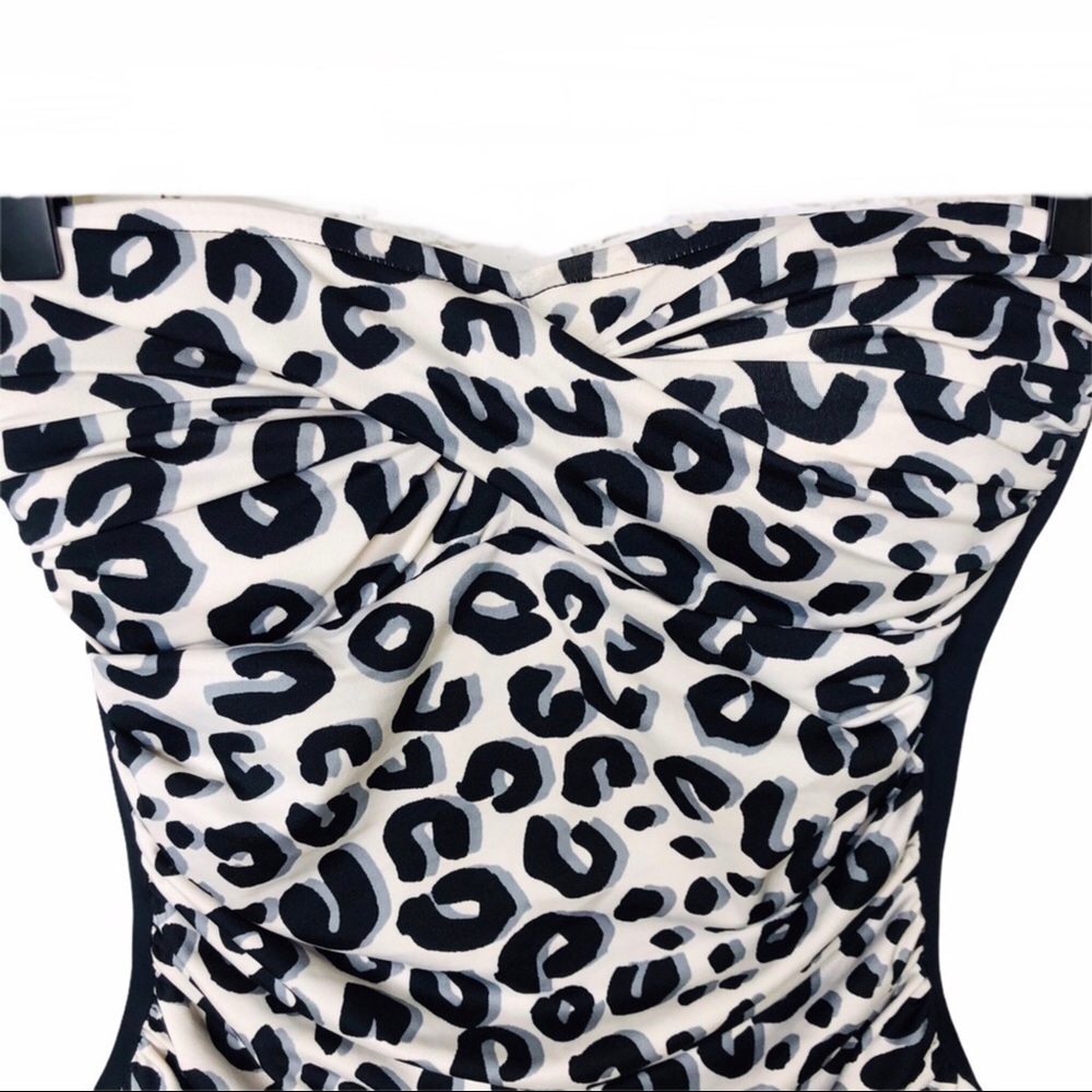 La Blanca Cheetah Print Bandeau One Piece Swimsuit Size 8 Beach Wear Swimwear - Picture 2 of 8